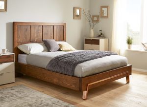 wooden beds grant dark wood and copper bed frame TVPWIXW