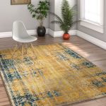 alhambra modern vintage floral yellow rug BWNOUFH