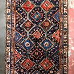 antique persian tribal rug 5 x 8 navy blue c.1930 QBRVLZD