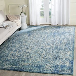 Best blue rug safavieh evoke blue/ ivory area rug x size x (plastic, abstract) YNAXRQM