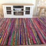 colourful rugs ❤️shabby chic rag rug multi coloured with fringed edges 150cm x 210cm fair FDTTJNT