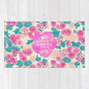 Cute rugs cute pink turquoise floral pattern illustration rug WJQXASA