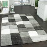 designer carpet checkered modern rug contour cut pattern grey white top  quality PUJHMPE