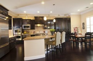 hardwood floors in kitchen this fantastic kitchen has a sleek dark wooden floor. the cabinets in this HMQKNGO