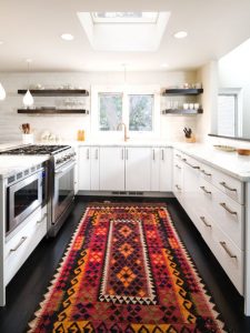 Kitchen area rugs example of a trendy u-shaped kitchen design in denver with flat-panel  cabinets ZCZXQJH