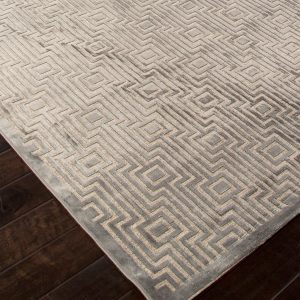 machine made geometric art silk u0026 chenille rug // gray u0026 tan PILLKSW