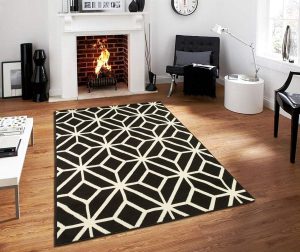 modern black area rug amazon.com: contemporary rugs for living room modern rugs 5x7 black and  white EQWJSRD