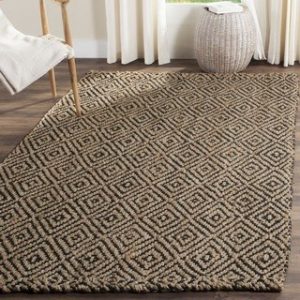 natural rugs safavieh casual natural fiber hand-woven natural / black jute rug - 7u0027 GTRKCPU