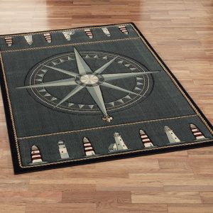 nautical rugs compass rose rectangle rug grey denim NOLZEPF