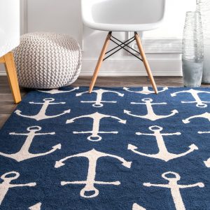 nautical rugs nuloom indoor/ outdoor novelty nautical anchors rug - 5u0027 x 8u0027 - free JOWTBYH