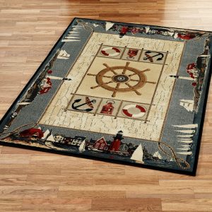 nautical rugs seascape rectangle rug dark blue LSXWDIR