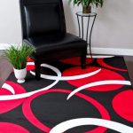 Red area rug amazon.com: 1062 red black 5u00272x7u00272 area rugs carpet modern abstract new:  kitchen HWOBQFY