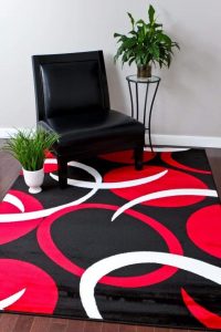 Red area rug amazon.com: 1062 red black 5u00272x7u00272 area rugs carpet modern abstract new:  kitchen HWOBQFY