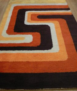 Retro rugs 60s rya pure wool rug orange psychedelic 50s 70s retro vintage danish KDWFPQT