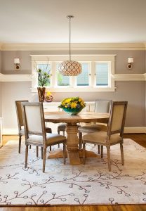 rugs for dining room dinning rooms:gorgeous dining room with round wood table and rustic dining  chairs IHKFZME