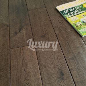 solid oak flooring 125mm aged chocolate hand scraped solid european oak wood flooring, 18mm  thick ICDFUTC