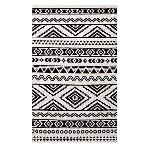 tribal rug ivy bronx shaun geometric moroccan tribal black/white area rug | wayfair LMVYXXK