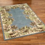 Tropical rugs paradise border rectangle rug blue shadow PMKJKXY