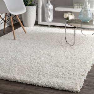 welford white shag area rug NFVZCTU