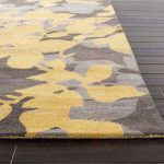 Yellow area rug best jaipur blue orchid hand-tufted floral pattern wool yellow / gray area FOJJOIT