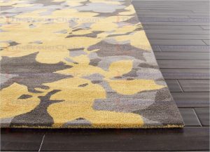 Yellow area rug best jaipur blue orchid hand-tufted floral pattern wool yellow / gray area FOJJOIT