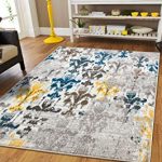 Yellow area rug new fashion faded style floral area rugs yellow blue beige gray abstract XGTZALS