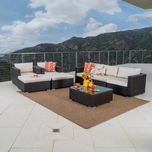 Shop Santa Rosa Outdoor 8-piece Wicker Sectional Sofa Set with