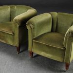 2 antique armchairs in green velour - Europe - 1920s - Catawiki