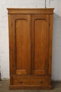 Early American Solid Oak Knockdown Armoire Primitive Antique