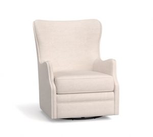 Oliver Upholstered Wingback Swivel Armchair | Pottery Barn