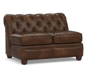 Chesterfield Leather Armless Loveseat | Pottery Barn