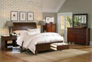 aspenhome Cambridge 5 Piece Sleigh Storage Bedroom Set in Cherry