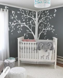 Baby Bedroom Home Art Decor Cute Huge Tree With Falling Leaves And