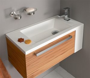 Oasis Compact Bath Vanity by Pelipal for small bathrooms