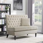 Amazon.com: Belleze Beige Velvet Modern Loveseat Bench Sofa Tufted