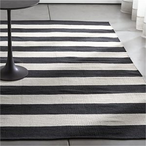 Olin Black Striped Cotton Dhurrie Rug | sharon | Pinterest | Striped