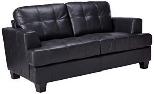 Amazon.com: Samuel Leather Loveseat Black: Kitchen & Dining