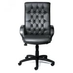 Boss High Back Button Tufted Executive Chair- Black Leather - B8501