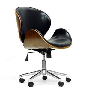 Amazon.com: Baxton Studio Bruce Modern Office Chair, Walnut/Black