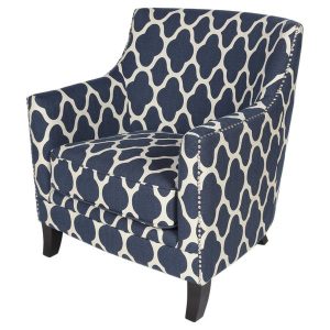 Shop Porter Cassie Navy Blue and White Nailhead Trim Arabesque