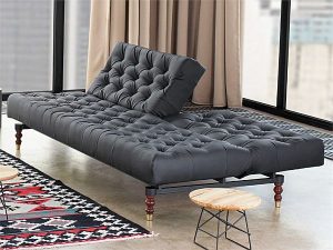 Black Tufted Chesterfield Sofa Bed by Per Weiss