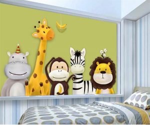 Custom Mural Wallpaper Children'S Room Bedroom Cartoon Theme Animals