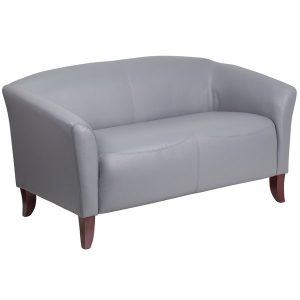 Shop Allison Contemporary Grey Leather Loveseat - On Sale - Free