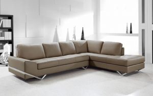 Contemporary Sectional Sofa in Latte Leather - Modern - Living Room