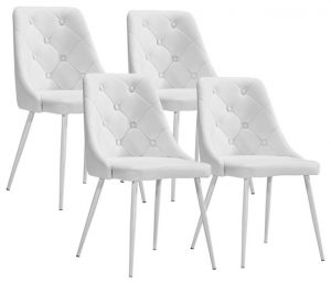 Set Of 4 Zuo Berry White Leatherette Modern Dining Chairs