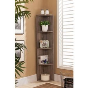 Shop K&B BK19 Grey Wood Corner Bookcase - Free Shipping Today