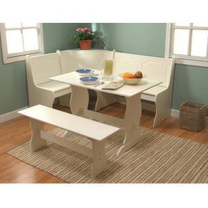 Breakfast Nook 3-Piece Corner Dining Set, Antique White - Walmart.com