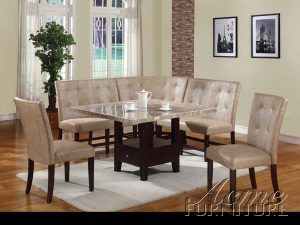 Britney White Marble 6 Piece Corner Dining Set by Acme - 10280