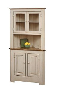 Farmhouse Pine Wood Corner Hutch from DutchCrafters Amish Furniture