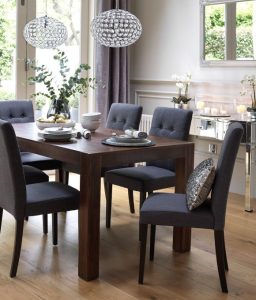 Home Dining Inspiration Ideas. Dining room with dark wood dining